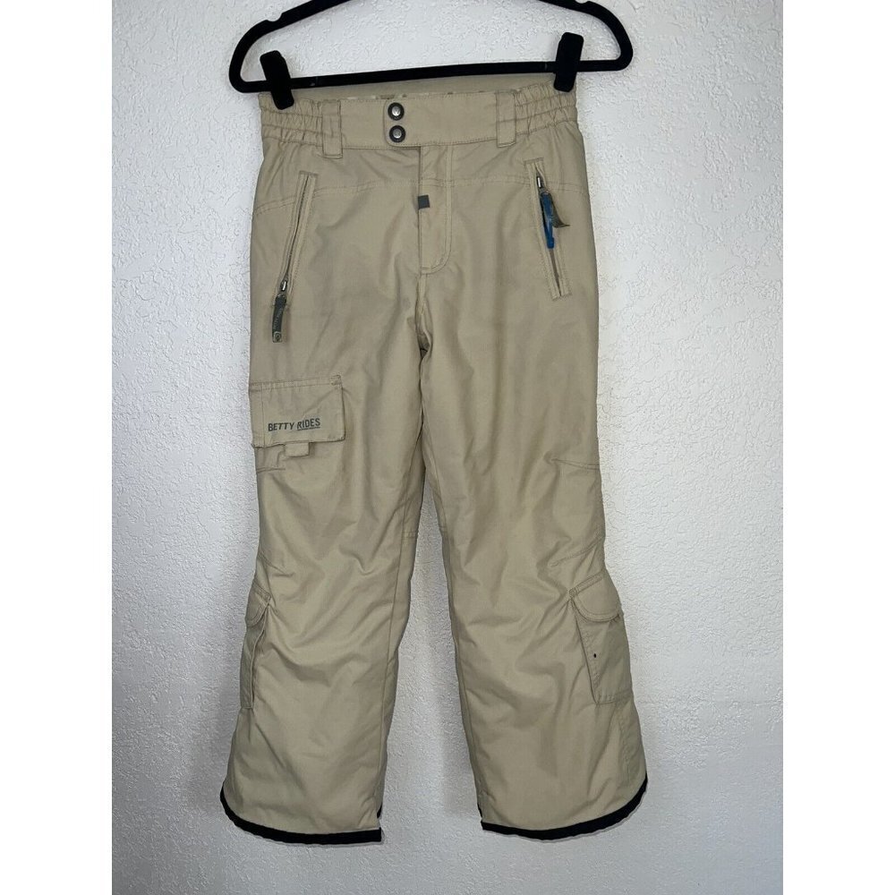 Betty Rides Youth Snowboard Pants Girls 10/12 Medium Tan Color Waterproof F1 - Picture 2 of 10